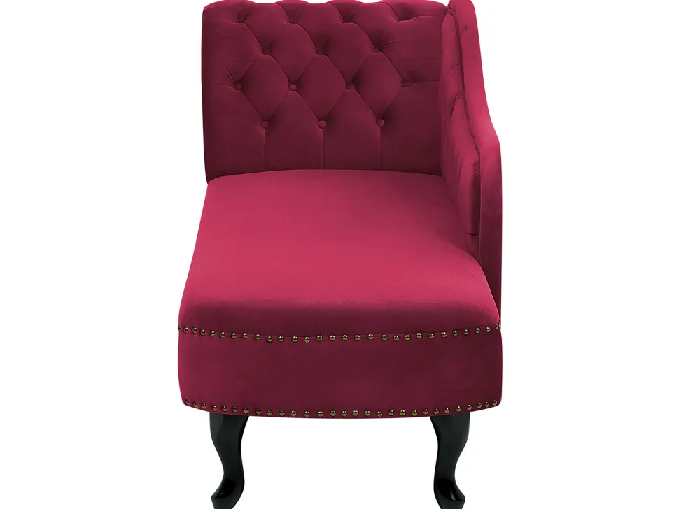 Left Hand Chaise Lounge Velvet Burgundy Nimes