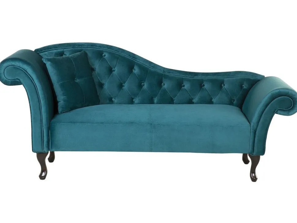 Left Hand Chaise Lounge Velvet Teal Lattes