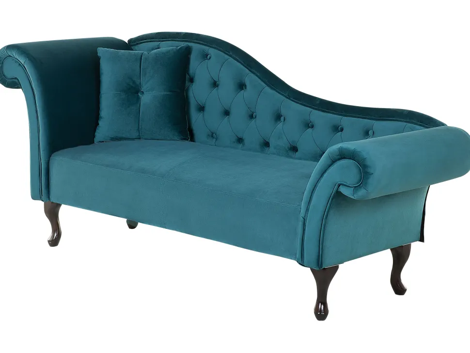Left Hand Chaise Lounge Velvet Teal Lattes