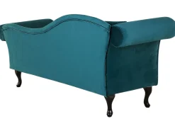 Left Hand Chaise Lounge Velvet Teal Lattes