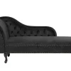 Left Hand Chaise Lounge Velvet Black Nimes