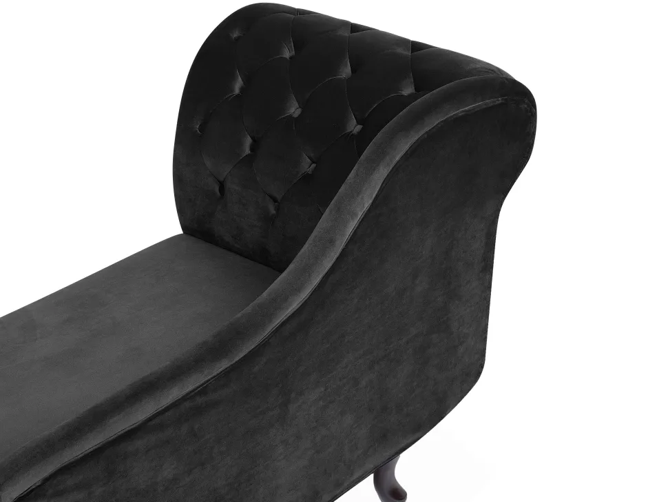 Left Hand Chaise Lounge Velvet Black Nimes