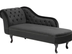 Left Hand Chaise Lounge Velvet Black Nimes