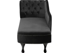 Left Hand Chaise Lounge Velvet Black Nimes