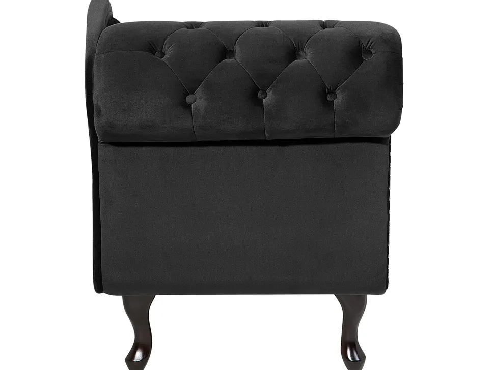 Left Hand Chaise Lounge Velvet Black Nimes