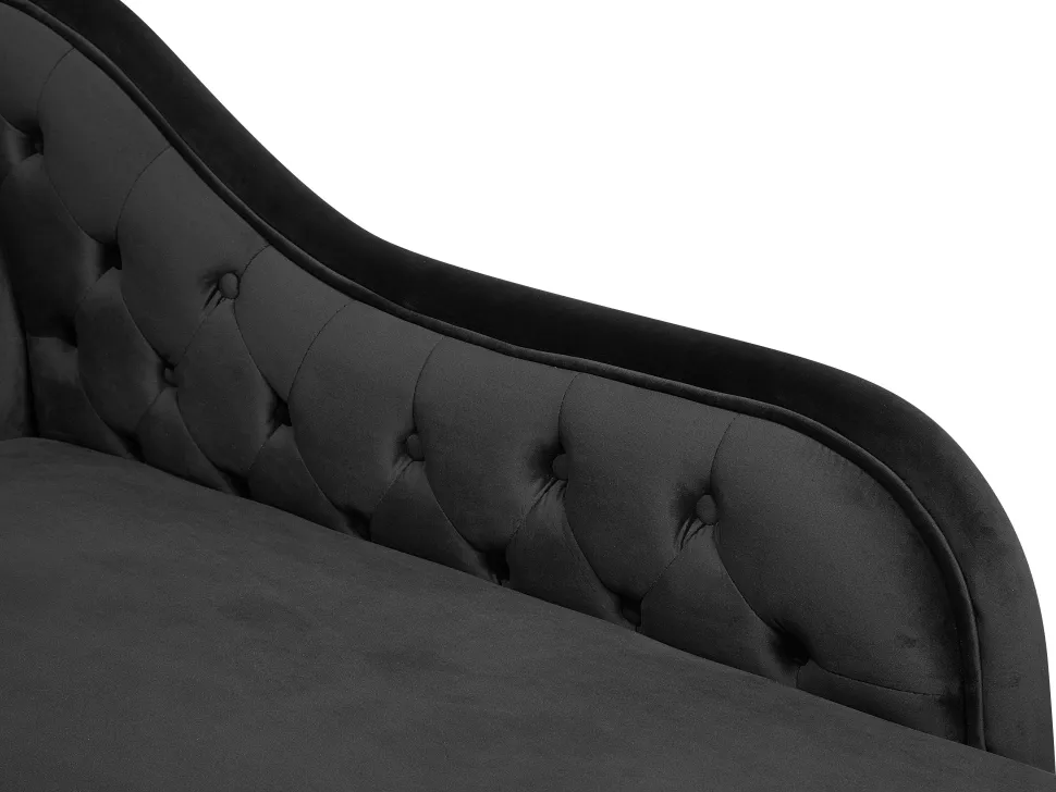 Left Hand Chaise Lounge Velvet Black Nimes