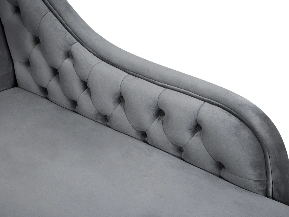 Left Hand Chaise Lounge Velvet Grey Nimes