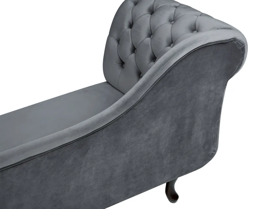 Left Hand Chaise Lounge Velvet Grey Nimes