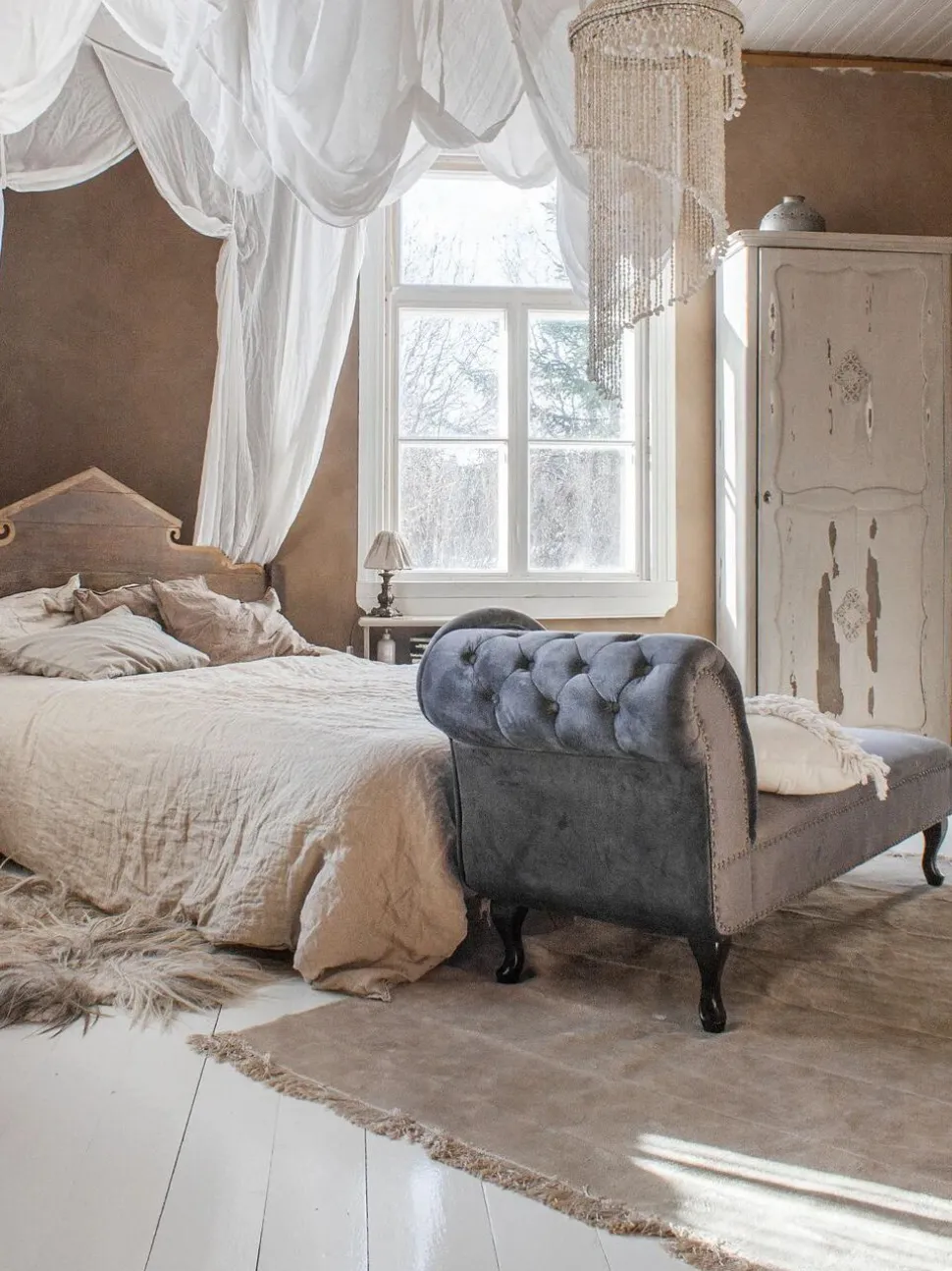 Left Hand Chaise Lounge Velvet Grey Nimes