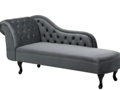 Left Hand Chaise Lounge Velvet Grey Nimes