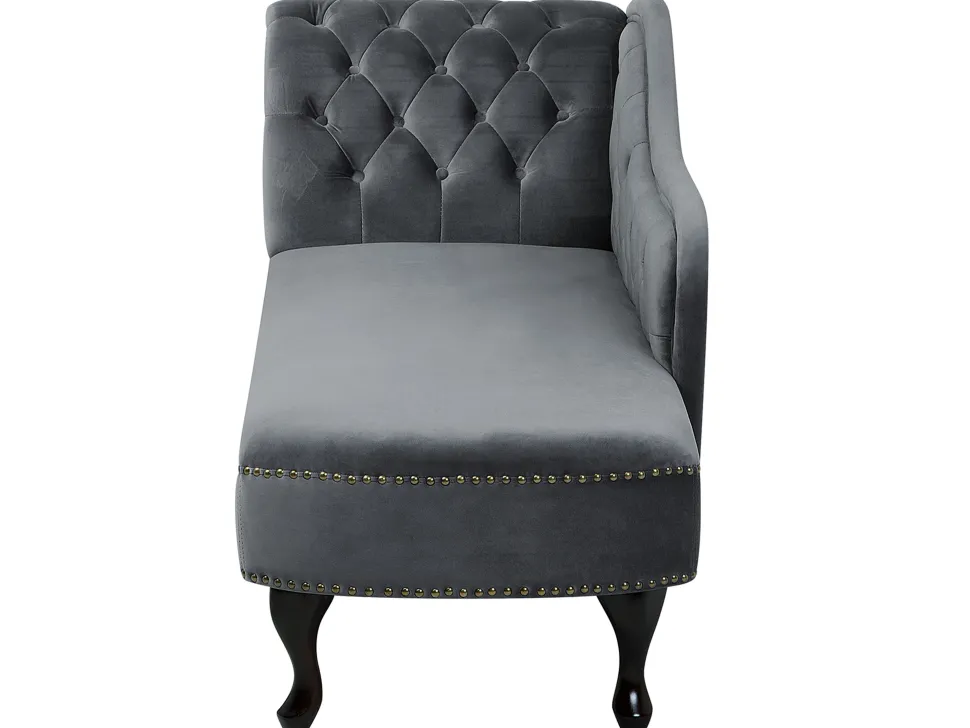 Left Hand Chaise Lounge Velvet Grey Nimes