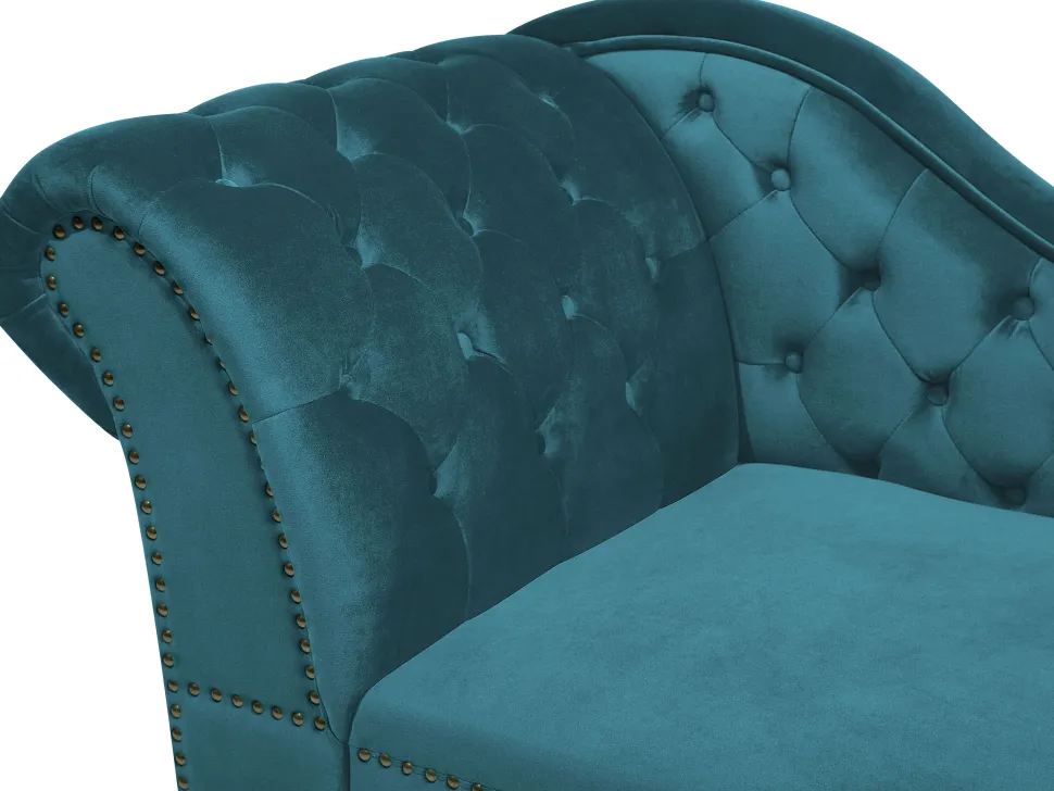 Left Hand Chaise Lounge Velvet Teal Nimes