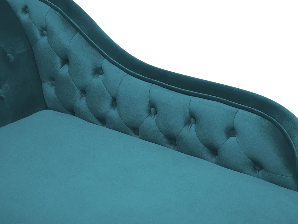 Left Hand Chaise Lounge Velvet Teal Nimes