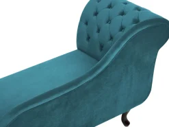 Left Hand Chaise Lounge Velvet Teal Nimes