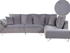Left Hand Corduroy Corner Sofa Grey Lunner