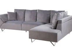 Left Hand Corduroy Corner Sofa Grey Lunner