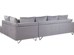 Left Hand Corduroy Corner Sofa Grey Lunner