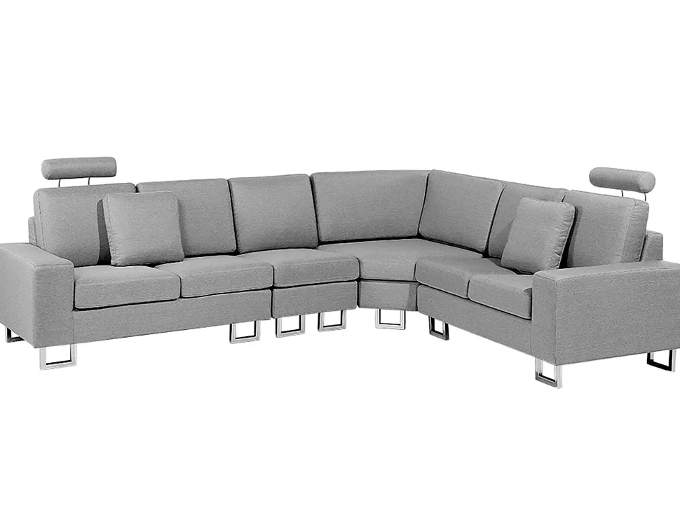 Left Hand Corner Fabric Sofa Light Grey Stockholm
