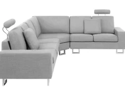 Left Hand Corner Fabric Sofa Light Grey Stockholm