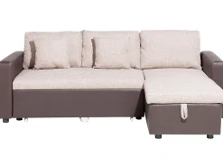 Left Hand Corner Fabric Sofa Bed Beige Tampere