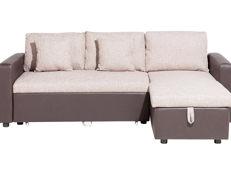 Left Hand Corner Fabric Sofa Bed Beige Tampere