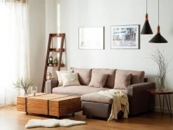 Left Hand Corner Fabric Sofa Bed Beige Tampere