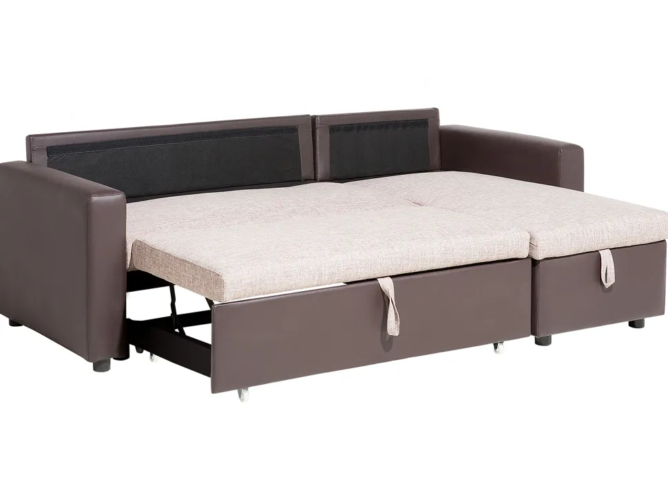 Left Hand Corner Fabric Sofa Bed Beige Tampere