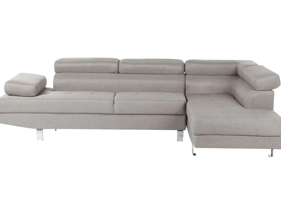 Left Hand Corner Fabric Sofa Light Grey Norrea
