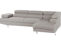 Left Hand Corner Fabric Sofa Light Grey Norrea