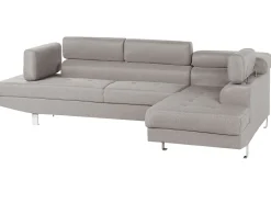 Left Hand Corner Fabric Sofa Light Grey Norrea