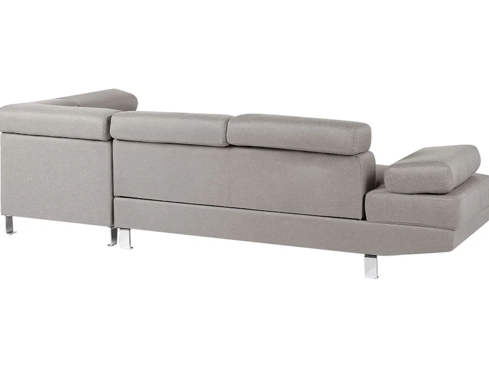Left Hand Corner Fabric Sofa Light Grey Norrea