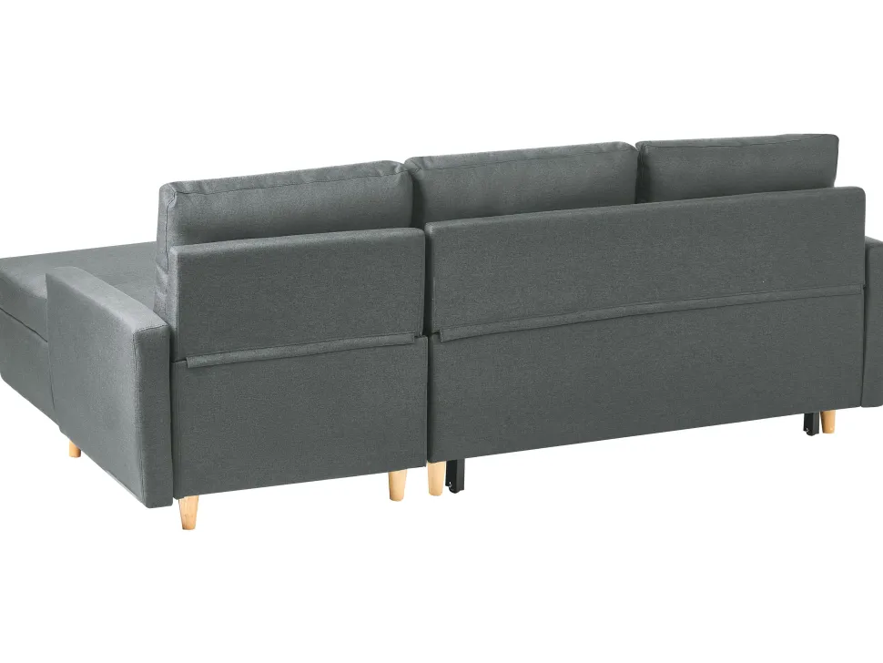 Left Hand Corner Sofa Bed With Storage Dark Grey Flakk