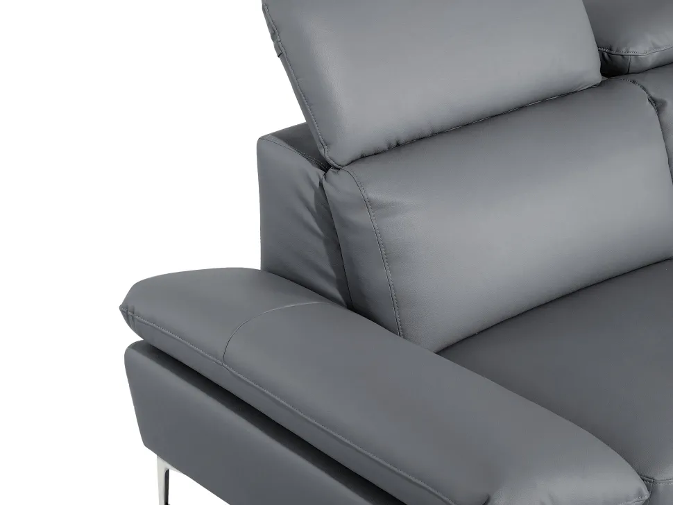 Left Hand Corner Sofa Leather Grey Farila