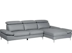Left Hand Corner Sofa Leather Grey Farila
