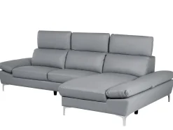 Left Hand Corner Sofa Leather Grey Farila