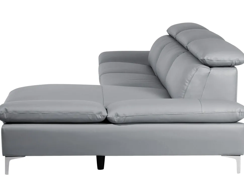 Left Hand Corner Sofa Leather Grey Farila