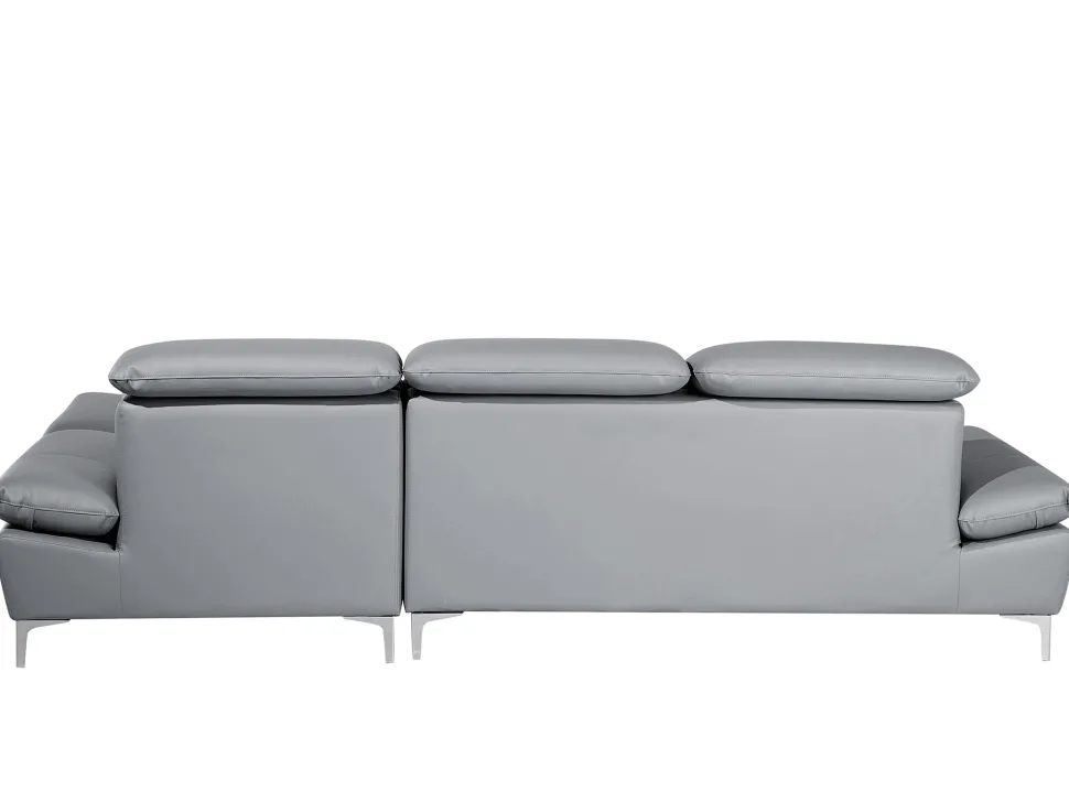 Left Hand Corner Sofa Leather Grey Farila