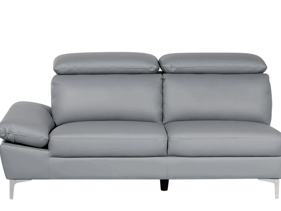 Left Hand Corner Sofa Leather Grey Farila