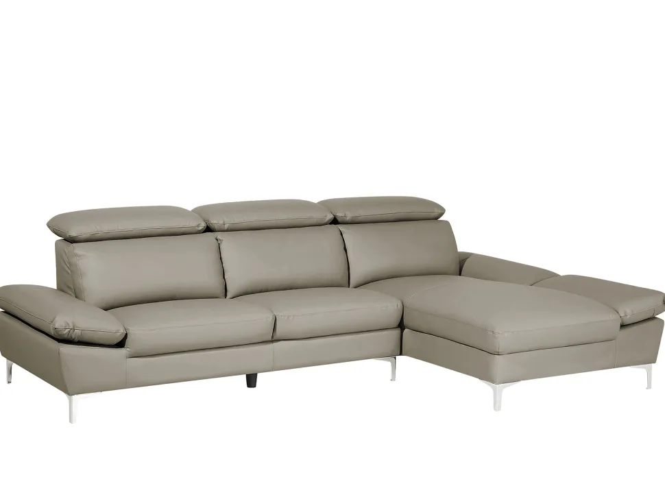 Left Hand Corner Sofa Leather Taupe Beige Farila