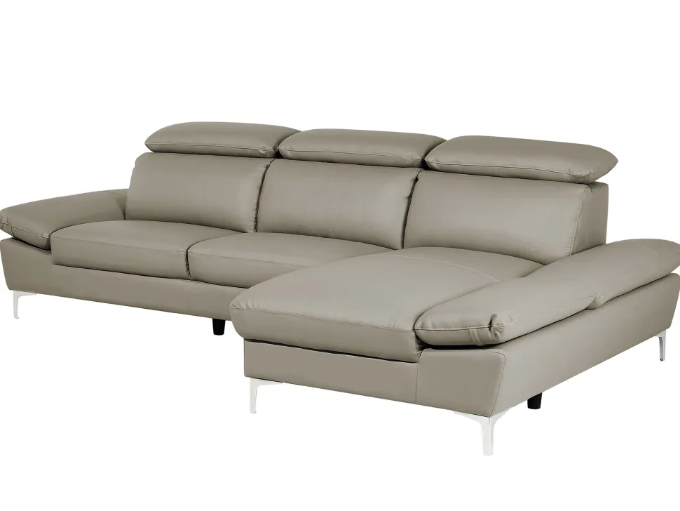 Left Hand Corner Sofa Leather Taupe Beige Farila