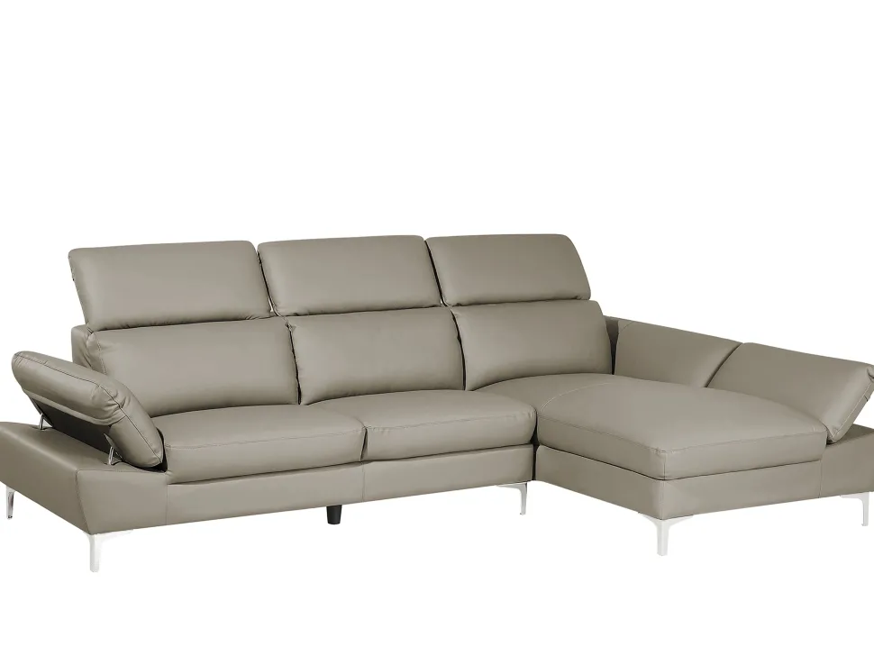 Left Hand Corner Sofa Leather Taupe Beige Farila