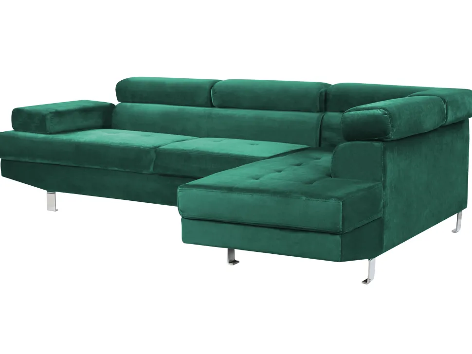 Left Hand Corner Velvet Sofa Green Norrea