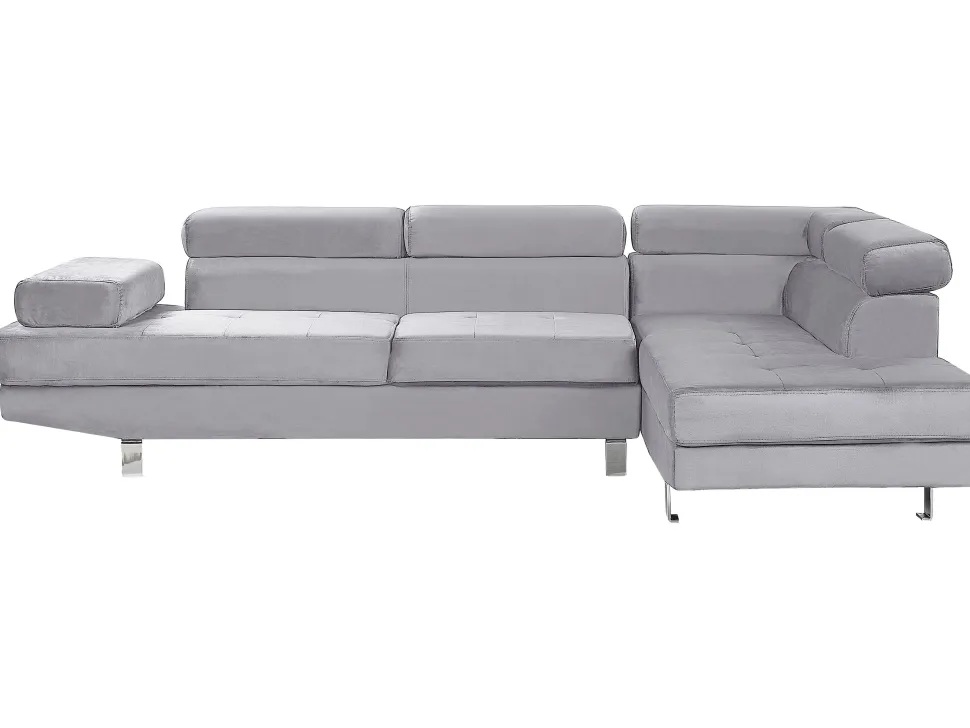 Left Hand Corner Velvet Sofa Grey Norrea