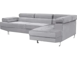 Left Hand Corner Velvet Sofa Grey Norrea