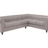 Left Hand Fabric Corner Sofa Beige Chesterfield