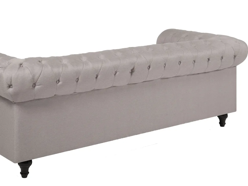 Left Hand Fabric Corner Sofa Beige Chesterfield