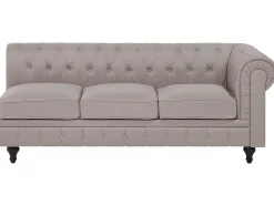 Left Hand Fabric Corner Sofa Beige Chesterfield