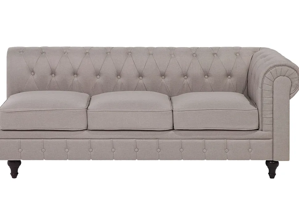 Left Hand Fabric Corner Sofa Beige Chesterfield