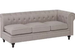 Left Hand Fabric Corner Sofa Beige Chesterfield