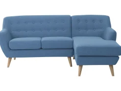 Left Hand Fabric Corner Sofa Blue Motala